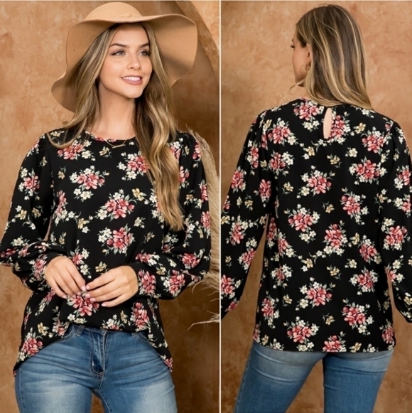 Perfect Peach Floral Print Long Sleeve Blouse - Picture 6 of 6